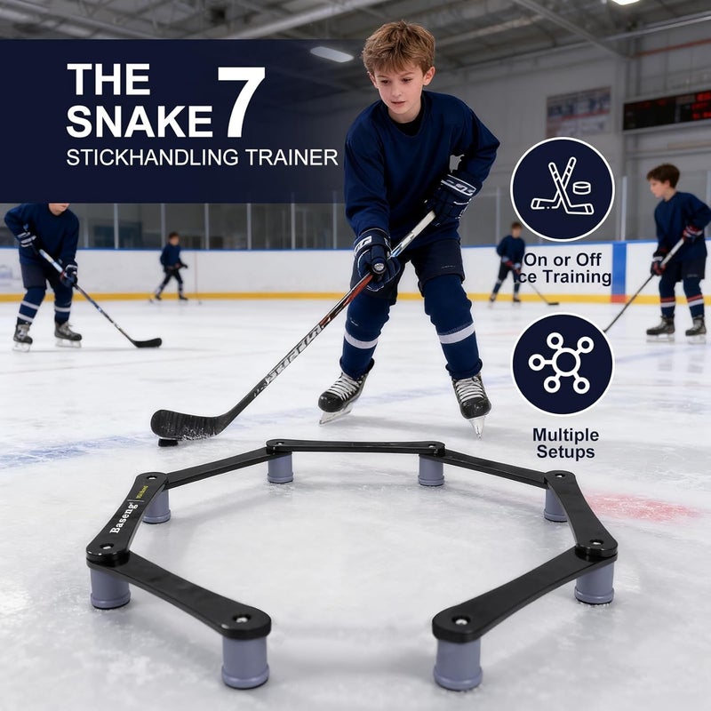 Baseng Hockey Stick Handling Trainer | Adjustable Hockey Training Equipment for Puck Control, Hand-Eye Coordination & Reaction Time | Portable On/Off Ice Trainer for All Ages,5/7 Sections - Image 2